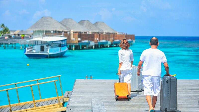 Luxury Airbnb beach villa in the Maldives with ocean view and tropical setting